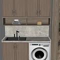 New Chinese Balcony Cabinet Laundry Cabinet Washing Machine 3d model