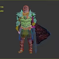 Shiny Metallic Sword Held By Medieval Knight Wearing Armor With Red Cape