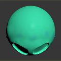 Vibrant Green Cartoon Creature With Round Eyes Colorful Limbs And Red Tips In Standing Pose