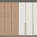 Modern Wardrobe Design Featuring Wooden And White Panel Doors With Metal Handles