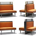 Modern Public Chair Design With Orange Striped Backrest And Metal Legs