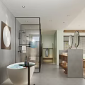 Cozy Modern Hotel Room Interior With Large Windows Comfortable Bed And Wooden Furniture