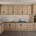 Modern Kitchen With Light Wood Cabinets Marble Countertop Sink And Oven