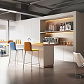 Modern Office Break Room With Bar Counter Colorful Stools And Coffee Machine