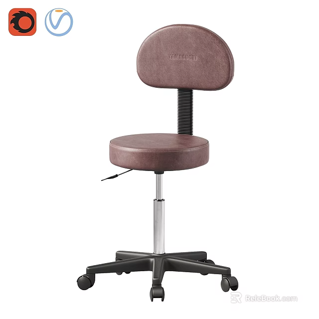 Brown Adjustable Office Chair With Padded Seat Backrest And Wheeled Base 3d model 