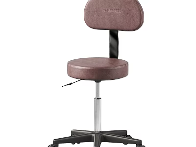 Brown Adjustable Office Chair With Padded Seat Backrest And Wheeled Base 3d model
