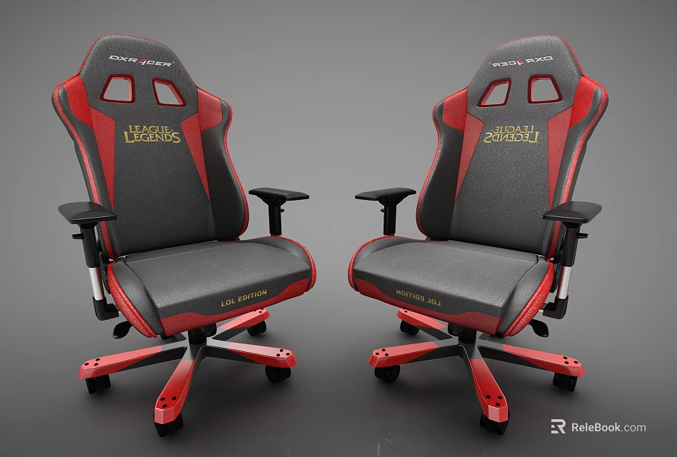 Red and Black Sharkoon Gaming Chairs With World of Tanks Logo 3d model 