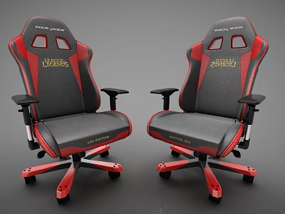 Red and Black Sharkoon Gaming Chairs With World of Tanks Logo 3d model