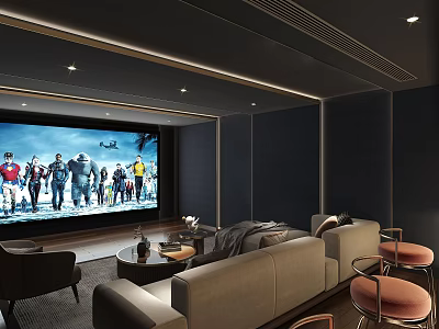 Light Luxury Video Room Private Theater Entertainment Multi-function Room Home Theater 3d model