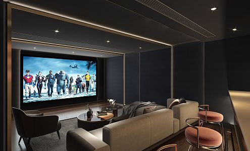 Light Luxury Video Room Private Theater Entertainment Multi-function Room Home Theater 3d model