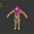 3D Character Model With Lion Head Furry Mane Red Stripes Claws And Leather Loincloth