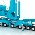 Blue Mobile Crane Utility Vehicle with Extended Boom and Multiple Wheels for Construction 3d model