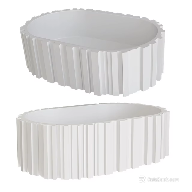 Elegant Modern White Freestanding Bathtub With Vertical Striped Exterior Design 3d model 