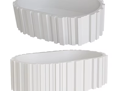 Elegant Modern White Freestanding Bathtub With Vertical Striped Exterior Design 3d model