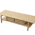 Light Wood Coffee Table With Simple Design Drawer Storage And Lower Shelf 3d model