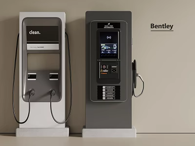 Deta and Bentley Electric Vehicle Chargers with Digital Screens and Charging Ports 3d model