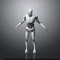 Humanoid Robot With White Exterior And Mechanical Structure Standing On Shiny Surface 3d model