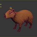 Cute Capybara Character 3D Model With Small Pumpkin On Head 3d model