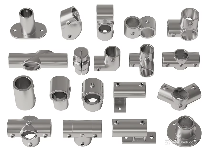 Various Types Of Stainless Steel Pipe Fittings For Industrial Applications 3d model 