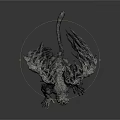 Mythical Monstrous Creature With Large Wings Rough Skin Crouching Posture And Sharp Claws 3d model