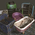 Vintage Electronic Appliances Collection Showcasing Old Radio Stove And Clock