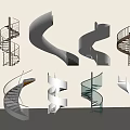 Modern Spiral Staircases With Various Designs Metal Glass Railings And Wooden Steps