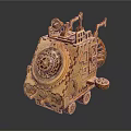 Wooden Electric Toy Vehicle With Intricate Mechanical Gears And Detailed Structure