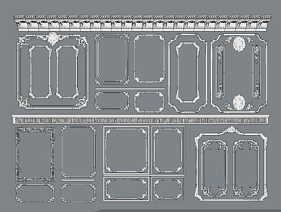 European-style Line Classical Carved Line Gypsum Line Wall Panel 3d model