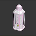 Modern Silver Metal Lantern With Octagonal Shape And Open Framework