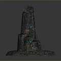 Intricate Mystic Stone Archway Structure With Glowing Runes And Stone Base