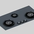 Sleek Modern Kitchen Gas Cooktop Appliance With Three Burners And Control Knobs 3d model