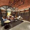 Luxurious Wine Cellar Interior With Sofas And Wine Racks 3d model