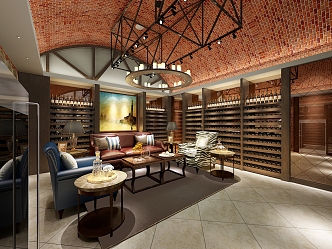 Red wine cellar Modern wine cellar 3d model