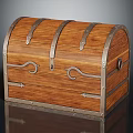 Vintage Wooden Chest with Curved Lid and Decorative Metal Clasps Classic Storage Design