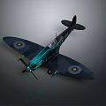 Sleek Dark Blue Passenger Airplane With Glowing Green Accents And Wing Emblems
