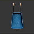 Durable Blue Plastic Wheelbarrow With Black Wheel And Orange Handles