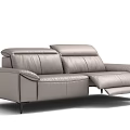 Modern Gray Leather Two Seater Sofa With Reclining Function And Metal Legs