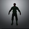 Red Headed Sci Fi Character Wearing Green Black Costume 3D Model Design