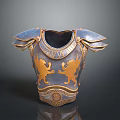 Ornate Medieval Armor Breastplate Featuring Golden Lion Motifs And Intricate Decorative Design