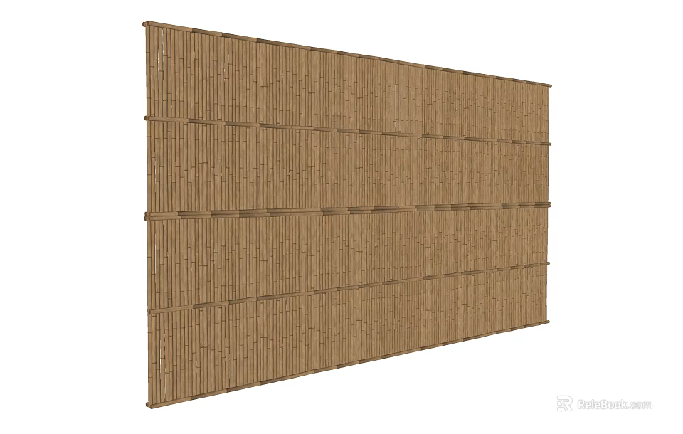 Slatted Wooden Partition With Horizontal Supports For Interior Space Division 3d model 