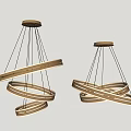 Two Modern Intertwined Ring Chandeliers With Multi Layer Circular Design And Illuminated Lights 3d model