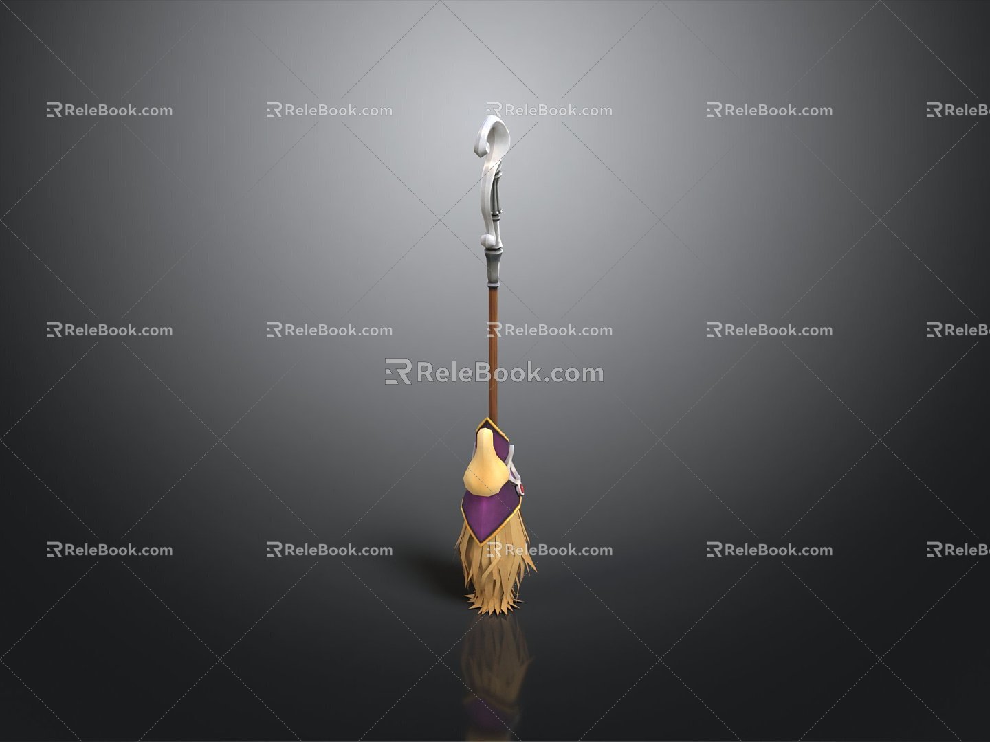 A broom magic broom scepter ancient scepter walking stick ancient walking stick magic scepter metal scepter 3d model