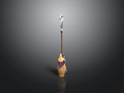 A broom magic broom scepter ancient scepter walking stick ancient walking stick magic scepter metal scepter 3d model