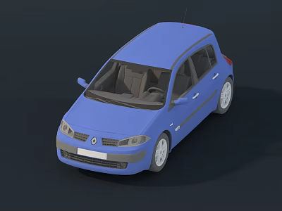 Blue Compact Five Door Car With Modern Exterior And Silver Alloy Wheels 3d model