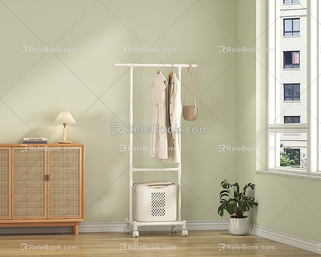 Modern Clothes Hanger Dirty Clothes Basket Decorative Cabinet Side Cabinet 3d model