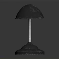 Vintage Industrial Metal Table Lamp Design With Curved Arm And Round Scratched Base