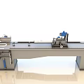 Automated Industrial Processing Equipment With Blue Control Components And Conveyor Workbench
