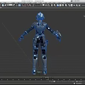 Humanoid Smart Machine Equipped with Blue and Black Armor Helmet and Weapon