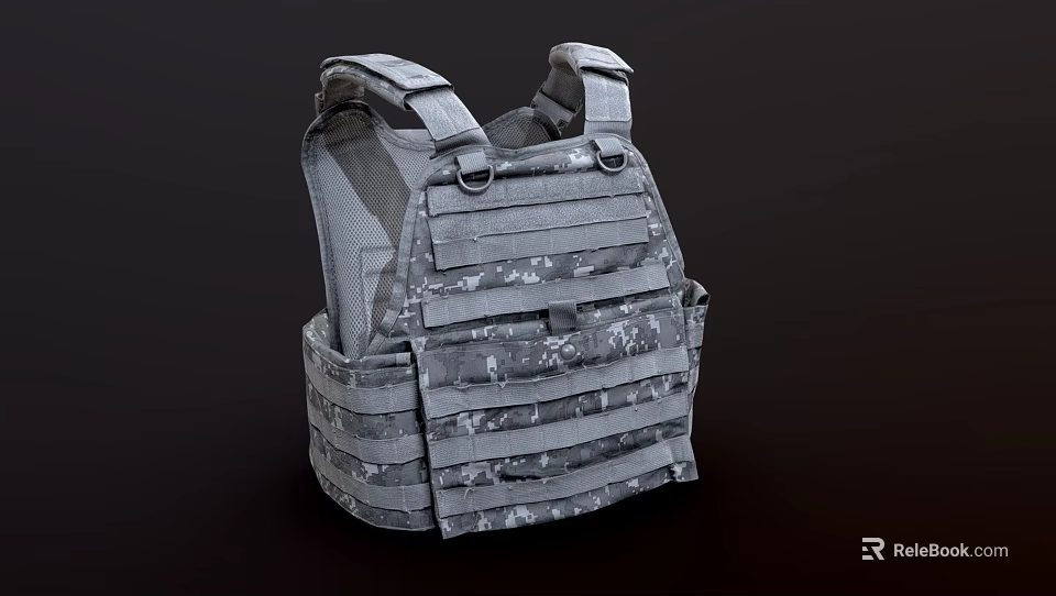 Camouflage Tactical Vest With Adjustable Straps And Military Style Design 3d model 