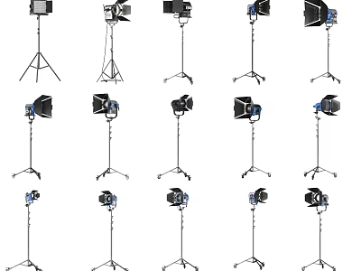 Commercial Studio Lighting Equipment With Adjustable Stands And Softbox Attachments 3d model